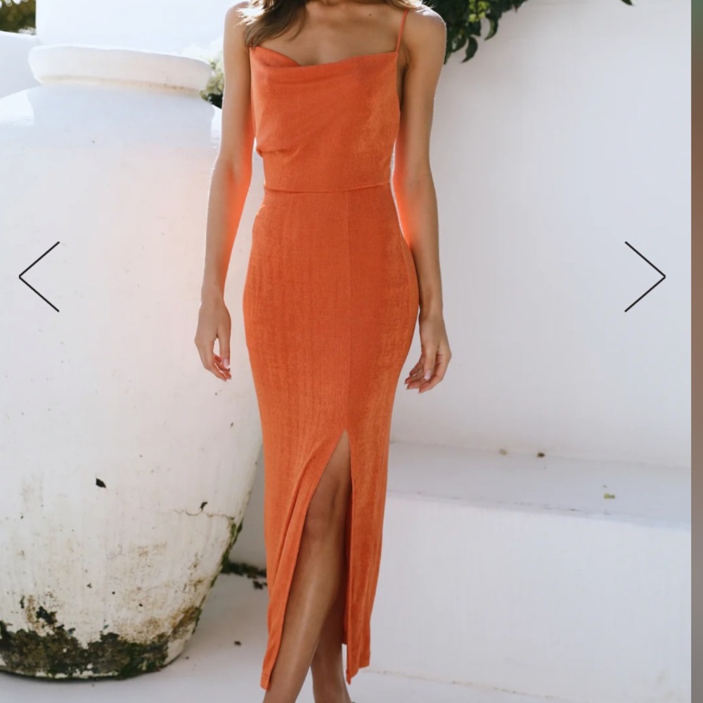 Hello Molly Orange Midi Dress